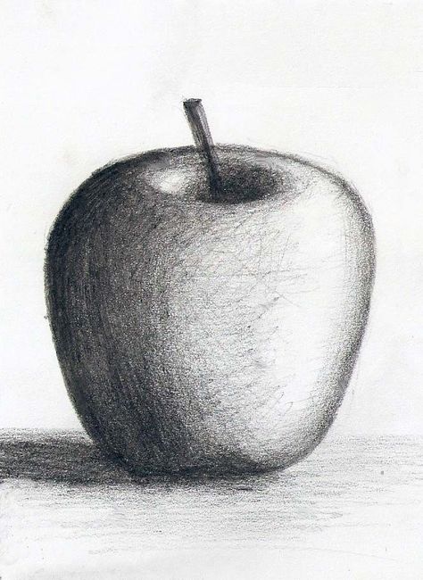 Gambar Halloween, Easy Still Life Drawing, Pencil Shading Techniques, Easy Pencil Drawings, Drawing Apple, Fruit Sketch, Shading Drawing, Fruits Drawing, Object Drawing