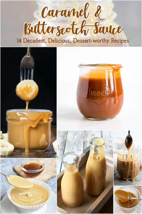 Our collection of decadent, delicious, dessert-worthy Caramel Sauce & Butterscotch Sauce recipes will take your next scoop of ice cream or a slice of pie to a whole new level of awesome. #dessertsauce #awesomesauce #butterscotch #caramel #saucerecipes Caramel Sauce Recipes, Butterscotch Sauce Recipes, Coconut Caramel Sauce, Butterscotch Caramel, Sauce Spaghetti, Scoop Of Ice Cream, Slice Of Pie, Butterscotch Sauce, Caramel Recipes Sauce