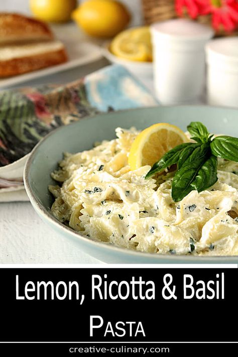 Lemon Basil Pasta Recipes, Lemon Basil Ricotta Pasta, Pasta With Ricotta And Lemon, Ricotta Basil Pasta, Ricotta And Pesto Recipes, Riccota Cheese Pasta, Riccota Cheese Recipes Ricotta, Ricotta Pesto Pasta, Riccota Cheese Recipes