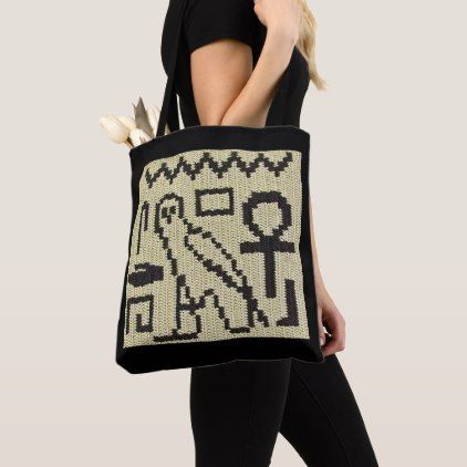 Owl Ankh Egyptian Hieroglyphs Crochet Print on Tote Bag - original gifts diy cyo customize Crochet Wedding Gift, Egyptian Hieroglyphics, Crochet Wedding, Tapestry Crochet Patterns, Tapestry Crochet, Wedding Gifts, Dream Wedding, Tapestry, Crochet Patterns