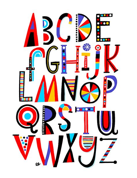 Children's Alphabet Art Print Alfabet Font, Inspiration Typographie, Childrens Alphabet, Alphabet Art Print, Alfabet Letters, Typography Alphabet, Hand Lettering Alphabet, Lettering Alphabet Fonts, Hand Lettering Tutorial