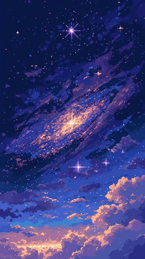 Milkyway Wallpaper Hd, Space Sky Aesthetic, Galaxy Sky Aesthetic, Pixel Sky Wallpaper, Pixel Art Wallpaper Aesthetic, Sky Pixel Art, Pixel Sky, Space Pixel Art, Star Landscape