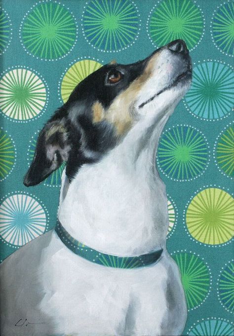 Green Pattern Background, Aqua And Green, John Russell, Jack Russell Dogs, Cutest Dog Ever, Rat Terrier, Rat Terriers, Pet Art, Boston Terriers