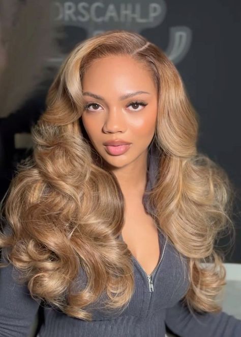 Honey Blond Wigs Black Women, Black Women Hairstyles With Color, Blonde Curly Hair Black Women Wig, Blonde Sew In Weave With Closure, Homey Blonde Hair Black Women, Honey Blonde Sew In Weave, Blonde Sew In Weave With Leave Out, Blonde Hair On Light Skin Black Women, Blond Hair Black Women