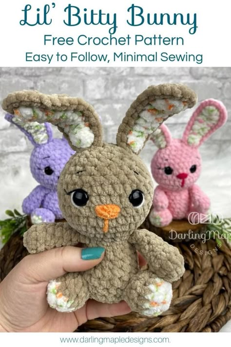 Cute Animal Crochet Patterns, Easter Bunny Basket Crochet, Cute Animal Crochet, Quick Amigurumi, Crochet Easter Patterns, Crochet Rabbit Free Pattern, Knitting Baby Patterns, Stuffy Pattern, Easter Amigurumi