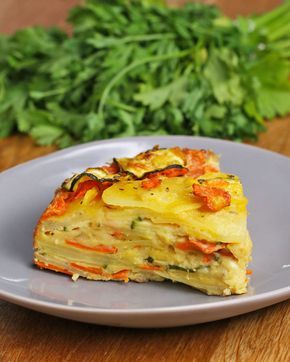 Scalloped Vegetable Bake Recipe by Tasty - try with different veggies (eggplant and peppers Vegan Gardening, Vegetable Bake Recipes, Vegetable Bake, Baked Scallops, Baked Vegetables, Delicious Vegetables, Veggie Dishes, Special Recipes, Vegetable Side Dishes