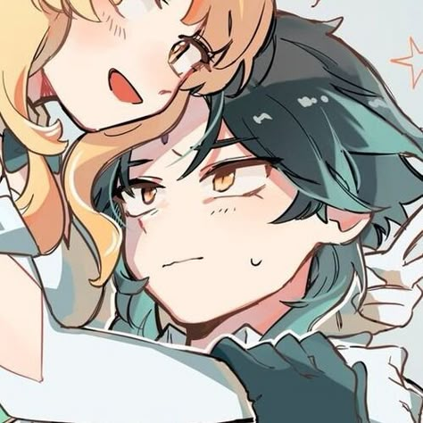 Matching icons of Lumine and Xiao from genshin, cropped by me. Lumine And Xiao, Paint Brush Art, Bad Kids, Matching Wallpaper, Couples Icons, Cute Anime Profile Pictures, Anime Profile, Cute Cosplay, Matching Profile Pictures