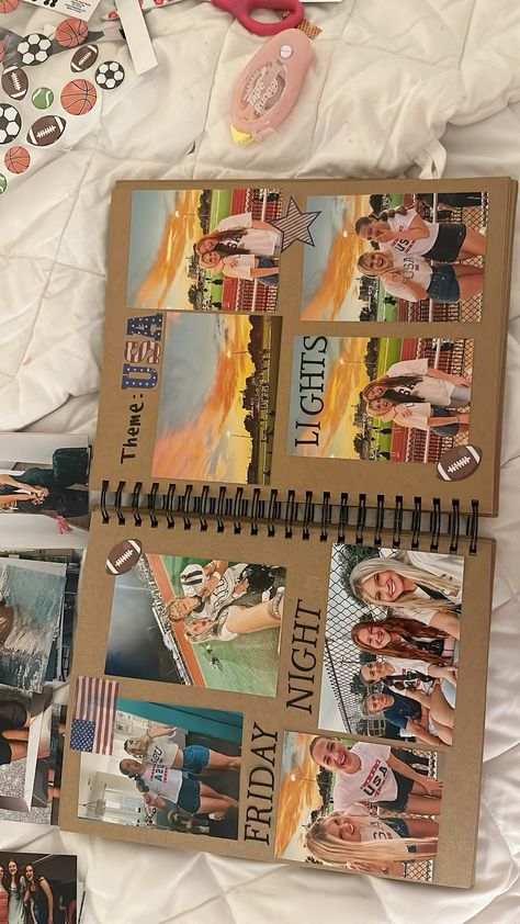 Bsf Scrapbooks, Senior Scrapbook Aesthetic, Sports Scrapbook Pages, Marching Band Scrapbook Ideas, High School Photo Album Ideas, Senior Scrapbook Ideas High Schools, Senior Sunrise Scrapbook Page, Scrapbook Ideas 12x12, High School Scrapbook Ideas Memories