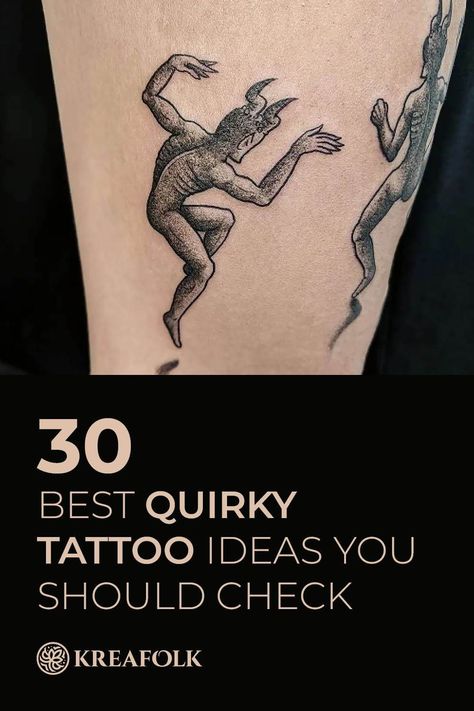 Discover quirky tattoos with our fantastic guide. From popular themes to customization tips, delve into the vibrant world of quirky tattoo artistry! Curiosity Tattoo Ideas, Sweet Tattoo Ideas, Trippy Aesthetic Tattoo Ideas, Uncommon Tattoos Ideas, Funky Tattoos For Women, Millennial Tattoos, Weirdo Tattoo, Fun Little Tattoos, Weird Tattoos Creative