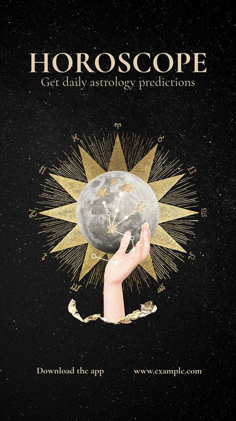 Horoscope aesthetic Instagram story template, editable design | premium image by rawpixel.com / Tang Magic Dark Aesthetic, Horoscope Aesthetic, Astrology Illustration, Celestial Poster, Zodiac Magic, Idea Template, Horoscope Design, Astrology Aesthetic, Daily Astrology