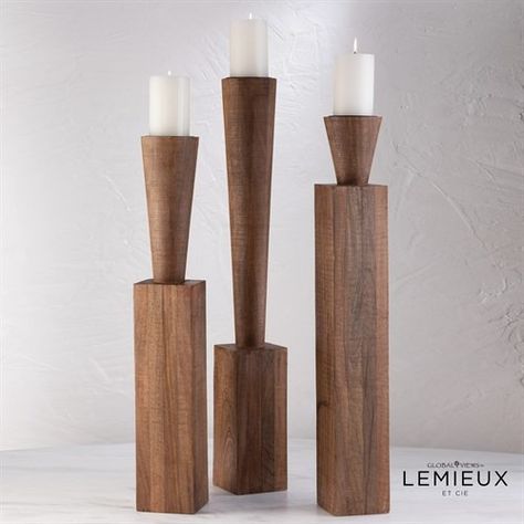 Bangou Floor Pillar Holder Floor Pillar Candle Holders, Artist Atelier, Pillar Holders, Floor Candle, Modern Candle Holders, Large Candle Holders, Brown Texture, Global Views, Wood Turning Projects