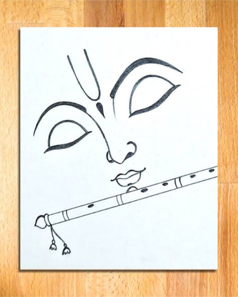 Lord Krishna Drawing - Easy and Step by Step | How to Draw Lord Krishna Step by Step || lord krishna drawing, shree krishna drawing, how to draw lord krishna, lord krishna with flute drawing, easy drawing of lord krishna, shree krishna thakur line art, lord krishna drawing ideas, art videos, god drawing, pencil drawing, simple drawing, line arts, drawing tutorial, vivek art academy. Radhakrishna Simple Drawing, Shree Krishna Paintings Easy, How To Draw Krishna Easy, Krishna Simple Sketch, Krishna With Flute Drawing, Easy Krishna Drawing For Beginners, Simple God Drawings, Cute God Drawing Easy, How To Draw Krishna Step By Step