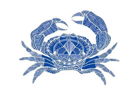 Crab Cartoon, Crab Illustration, Colbalt Blue, Arte Folk, Animal Spirit Guides, Art Studio Design, Sea Life Art, Animal Spirit, Boat Art