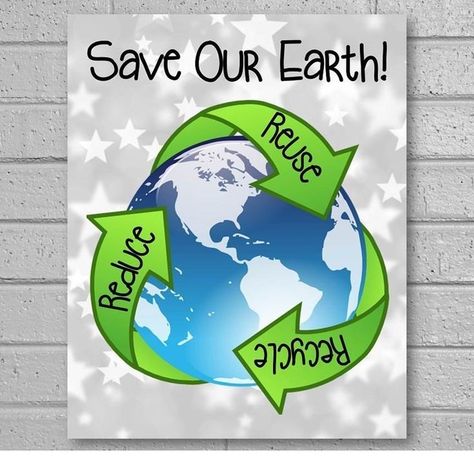 Poster On Save Earth Reduce Reuse Recycle Poster, Save Earth Posters, Science Classroom Decor, Earth Day Poster, High School Science Classroom, Earth Day Drawing, Classroom Decor Middle, Earth Day Posters, Science Classroom Decorations