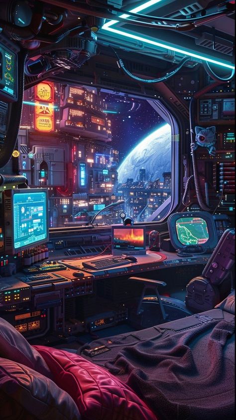 Cyberpunk Spaceship, Indoor Wallpaper, Scifi Background, Scifi Room, Cyberpunk Space, Futuristic Environment, Sleep Hypnosis, Soothing Nature, Fall Asleep Instantly