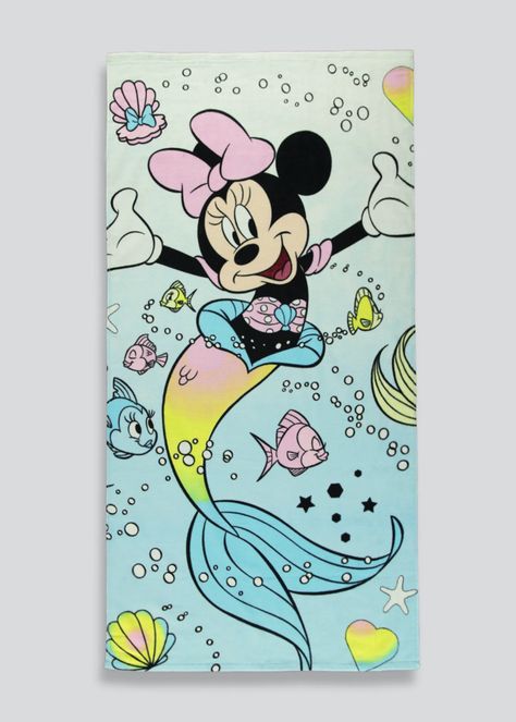 Kids Mermaid Minnie Mouse Beach Towel (140cm x 70cm) – Multi – Matalan Minnie Mouse Mermaid, Oneder The Sea Birthday, Mermaid Towel, Cardboard Letters, Pink Beach Towel, Egyptian Cotton Towels, Mermaid Coloring Pages, Disney Phone Wallpaper, Pastel Print