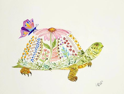 Box Turtle Beauty Watercolor Print, Wall Art, Original Turtle Watercolor, Box Turtle, Wow Art, Art Collage Wall, Funky Art, A Drawing, Print Wall Art, Watercolor Print, Art Original