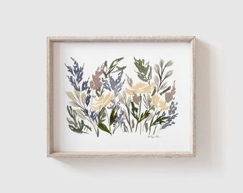 Girl Nursery Art, Fields Of Flowers, Nursery Art Girl, Floral Art Print, Watercolor Floral Print, Field Of Flowers, Abstract Flower Painting, Baby Girl Nursery