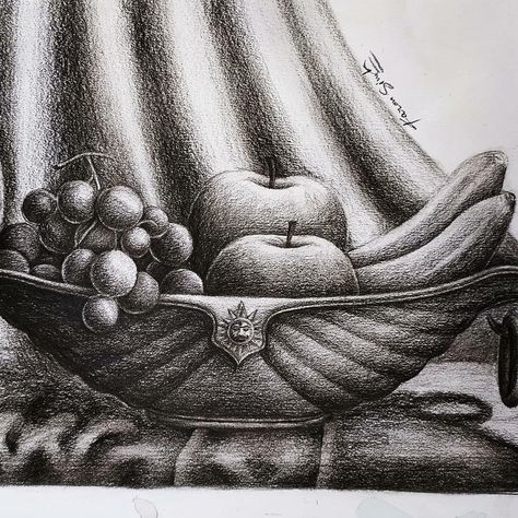 Still Life Pencil Shading Sketch, Still Life Pencil Shading, Still Life Sketch, Karan Singh, Shading Drawing, Sketching Art, 3d Art Drawing, Indian Dessert