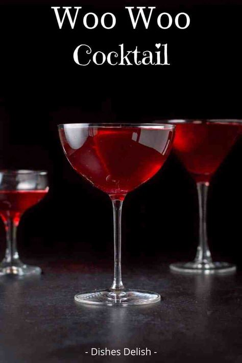 The classic woo woo cocktail is a perfectly balanced drink. It's beautiful, delicious and fun to share with your honey on Valentine's Day. #woowoo #vodka #peachschnapps #dishesdelish Woowoo Cocktail Recipe, Woowoo Cocktail, Woo Woo Cocktail, Valentine Cocktails, Recipe For Teens, Woo Woo, Red Cocktail, Peach Schnapps, Martini Recipes