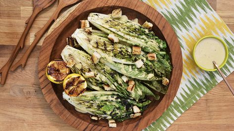 Grilled Caesar Salad Recipe | Marcela Valladolid | Food Network Grilled Caesar Salad Recipe, Grilled Caesar Salad, The Kitchen Food Network, Parris Island, Caesar Salad Dressing, Caesar Salad Recipe, Romaine Lettuce, Caesar Salad, Kitchen Recipes