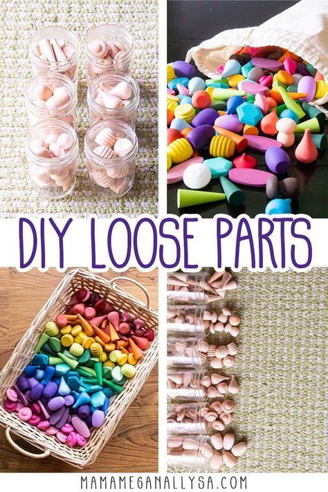 Open Ended Learning Activities, Diy Loose Parts Play, Wooden Loose Parts, Diy Grapat Toys, Diy Open Ended Toys, Grapat Loose Parts Play, Open Play Toys, Loose Parts Storage Ideas, Loose Parts Organization