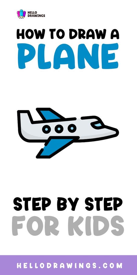 How to Draw a Plane  | Step by Step Guide for Kids Easy Plane Drawing, Draw A Plane, Vehicle Drawing, Plane Drawing, A Plane, Drawing Tutorials, Step By Step Guide, Step By Step Drawing, Step Guide