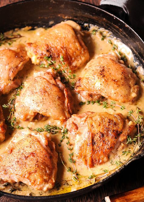 dijon mustard chicken-3 Dijon Mustard Chicken, Chicken Thighs In Oven, Mustard Chicken Thighs, White Wine Chicken, Mustard Cream Sauce, Cream Sauce For Chicken, Wine Chicken, Mustard Chicken Recipes, Dijon Chicken