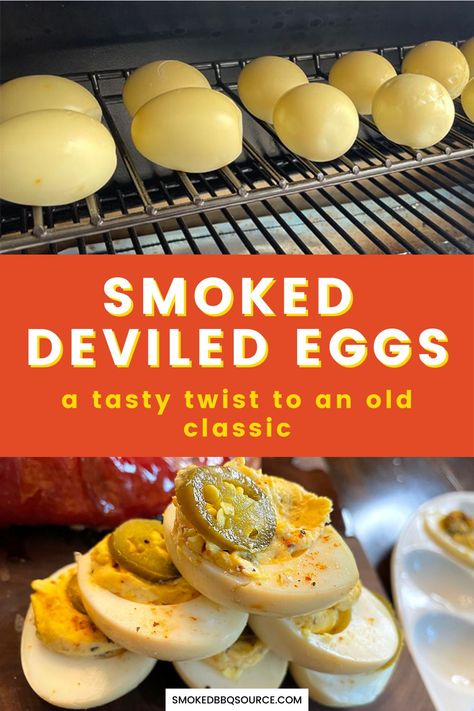 Smoked Deviled Eggs Recipe, Smoker Grill Recipes, Smoked Eggs, Smoked Deviled Eggs, Devilled Eggs, Smoked Food, Pellet Grill Recipes, Traeger Recipes, Deviled Eggs Recipe