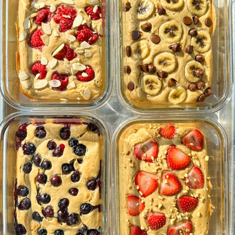 Baked Protein Pancake Bowls Pancake Bowl Recipe, Baked Protein Pancakes, Protein Pancake Bowl, Protein Pancake Bites Muffin Tins, Meal Prep Protein Pancakes, Protein Sheet Pan Pancakes, Berry Protein Pancake Bites, Protein Pancake Bowl Microwave, Baked Protein Pancake Bowl