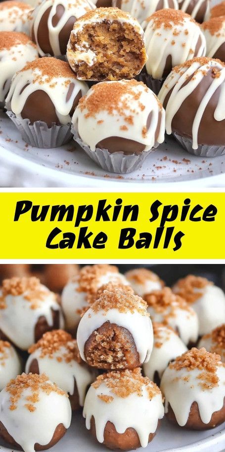 Pumpkin Spice Cake Balls with Maple Drizzle Pinterest Pin: Perfect autumn treat for seasonal gatherings or a cozy afternoon snack. Rich pumpkin flavor paired with luscious maple drizzle. #PumpkinSpice #CakeBalls #AutumnTreats #MapleDrizzle #FallDesserts #InFineTaste #PumpkinRecipes #DessertIdeas #SweetTreats #SeasonalBaking Pumpkin Spice Glazed Cake Bites, Pumpkin Spice Cake Balls Easy, Spice Cake Cake Balls, Spice Cake Balls, Pumpkin Spice Cake Pops, Pumpkin Spice Cake Balls, Pumpkin Cake Balls, Seasonal Baking, Cozy Afternoon