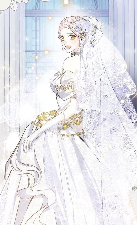 Anime Wedding Dress, Anime Princess Dress, Fake Marriage, Manhwa Dress, Anime Wedding, Pixel Art Grid, Online Comics, Greek And Roman Mythology, Fantasy Wedding