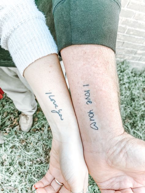 Grandad And Granddaughter Tattoo, Parent And Daughter Tattoo, Meaningful Father Daughter Tattoos, Love Mom And Dad Tattoo, Grandpa Tattoo For Granddaughter, Matching Tattoo Dad Daughter, Matching Tattoos Father And Daughter, Daddy And Daughter Tattoo Ideas, Simple Father Daughter Tattoos