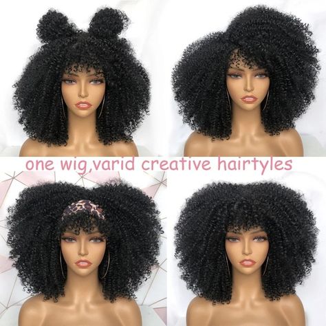 Short Hair Afro Curly Wig With Bangs For Women 14”african Synthetic Ombre Blonde Wig Glueless Cosplay Wigs Heat Resistant Gembon - Synthetic Wigs(for Black) - AliExpress Natural Hair Ombre, Black Women Cosplay, Short Hair Afro, Curly Wigs With Bangs, Bangs For Black Women, Curly Afro Wig, Cabello Afro Natural, Short Afro, Hair Afro