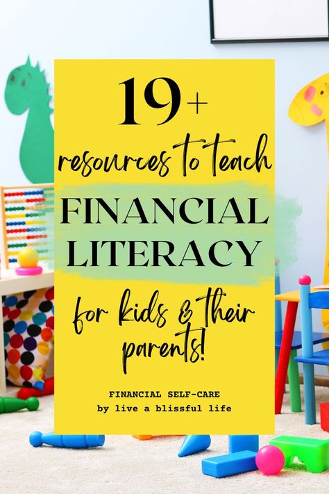 Colorful child's room with abacus; Text reads - 19+ Resources to Teach Financial Literacy for Kids & Their Parents! Money Activities For Kids, Economics For Kids, Financial Literacy For Kids, Financial Literacy Activities, Financial Literacy Lessons, Financial Knowledge, Entrepreneur Kids, Homeschool Preschool Curriculum, Financial Habits