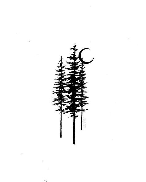 Cool design by @loisvero | #blackworknow if you would like to be featured Submissions/business inquiries blackworknow@gmail.com Follow our tattoo page @blacktattoonow Pine Tree Tattoo Drawing, Black And White Tree Tattoo, Tree Tattoo Black And White, Tree Moon Tattoo Design, Pine Tree With Moon Tattoo, Colors Witchcraft, Pine Tree Tattoo, Shape Tattoo, Forest Tattoos