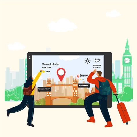 AR Reshaping Travel and Tourism India Tourism Illustration, Ar Vr Illustration, Smart City Infographic, Ar Technology, Ar Technology Augmented Reality, Responsible Tourism, Internet Technology, Physical Environment, Interactive Walls