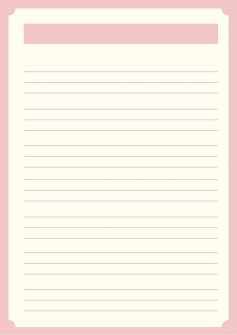 Good Note Templates, Diary Page Template, Cute Letter Template, Diary Template Journals, Printable Note Paper Cute, Cute Notes Template, Cute Notes Template Pink, Pink Lined Paper Aesthetic, Aesthetic Notes Template