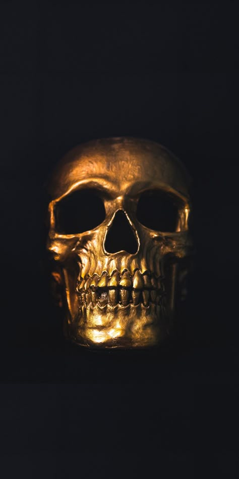 Gold Skull, Black Background, A Black, Gold, Black