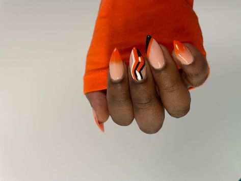 Bengal Nails Cincinnati, Bengals Nails Football, Bengals Nails Designs, Cincinnati Bengals Nails, Bengals Nails, Football Nails Design, Football Nail Designs, Football Nails, Bengals Football