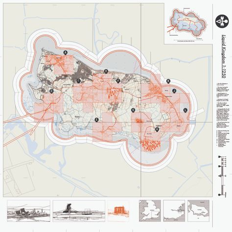 Liquid Kingdom — Smout Allen Smout Allen, Site Development Plan, Bartlett School, Bartlett School Of Architecture, Speculative Design, Urban Design Graphics, Agricultural Development, 타이포그래피 포스터 디자인, Architectural Competition