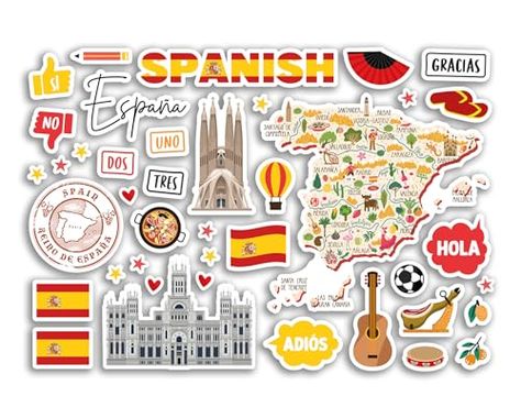 Spain Stickers, Spanish Stickers, Holiday Scrapbook, Study Flashcards, Scrapbook Printing, Photo Album Scrapbooking, Student Project, Cool Stickers, Fridge Magnet