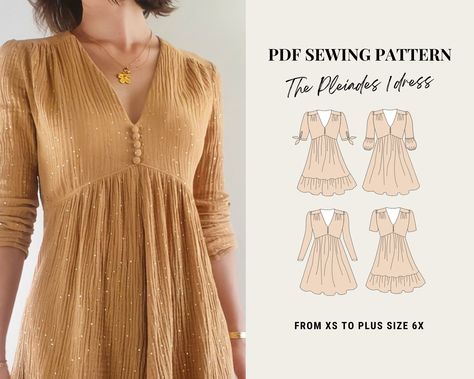 PDF Sewing Pattern - Pleiades 1 Dress by French Poetry - from XS to 6XL - Empire Waist Dress Pattern Maternity Dress Pattern, French Poetry, Empire Waist Dress Pattern, Cute Maternity Dresses, Corset Sewing Pattern, Make Your Own Clothes, Top Sewing Pattern, Empire Waist Dress, Bustier Dress