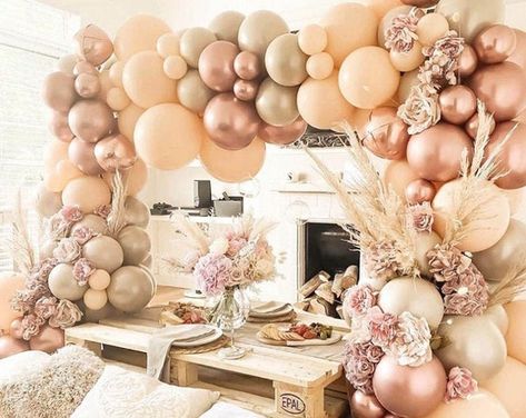 Rose Gold Boho, Blush Balloons, Boho Party Decorations, Pastel Balloons, Metallic Balloons, Rose Gold Balloons, Balloon Ribbon, Large Balloons, Boho Party