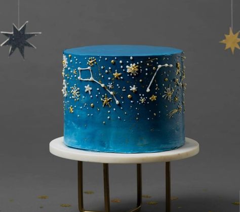 Constellation Party, Constellation Cake, Sky Cake, Galaxy Cake, Gateaux Cake, Blue Cakes, Pretty Birthday Cakes, Cute Birthday Cakes, Party Desserts