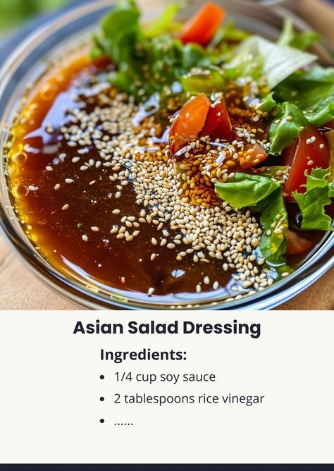 Tasty Cooking - easy & yummy | Whip up a batch of this easy Tangy Asian Salad Dressing - your salads will thank you | Facebook Asian Style Salad Dressing, Asian Dressing Recipe, Simple Asian Dressing, Asian Salad Dressing Recipe, Simple Asian Salad Dressing, Creamy Asian Salad Dressing, Sweet Asian Salad Dressing, Korean Salad Dressing, Miso Salad Dressing