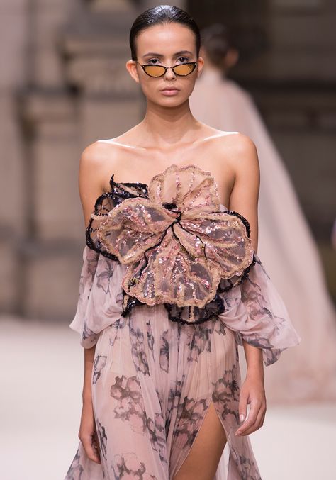 God Created Woman, Flower Dress Design, Shades Of Nude, Prom Dress Couture, Outrageous Fashion, And God Created Woman, Paris Couture, Galia Lahav, Silk Chiffon Dress