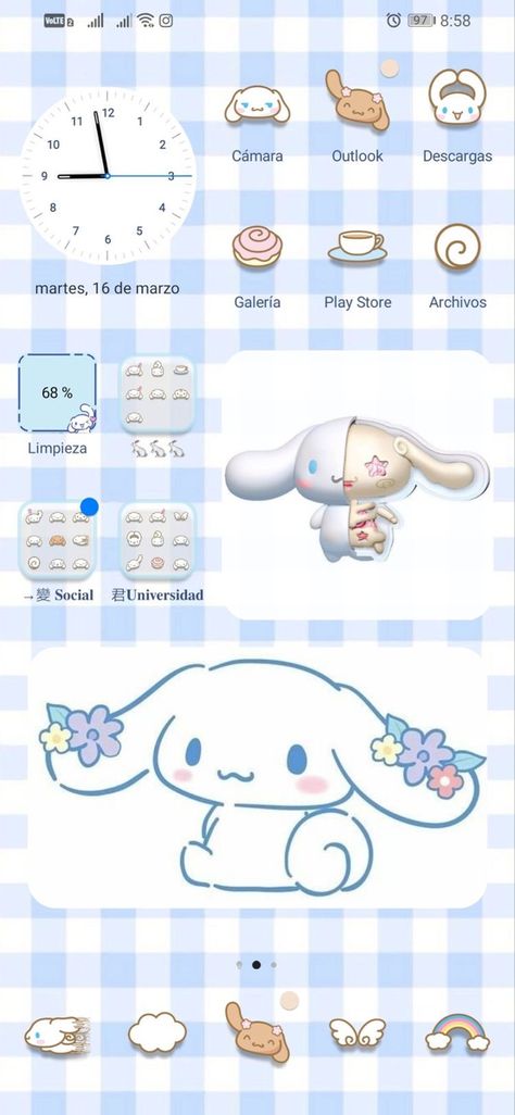 Phone Themes Cinnamoroll, Cinnamoroll Homescreen, Cinnamoroll 3d, Cute Blue Wallpaper, Homescreen Ideas, Iphone Wallpaper App, Iphone App Design, Hello Kitty Iphone Wallpaper, Iphone Layout