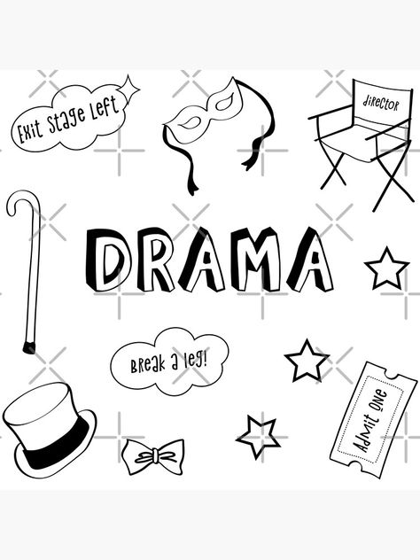 "White Drama School Subject Sticker Pack" Poster by The-Goods | Redbubble Locker Stuff, School Book Covers, Fashion Poster Design, Drama School, Notebook Cover Design, School School, Sticker Ideas, School Stickers, Science Lab