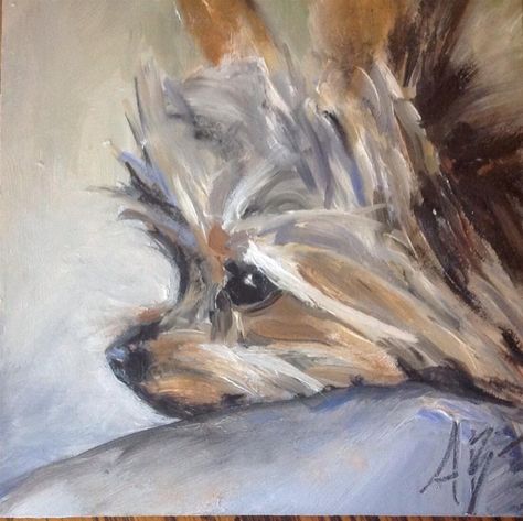 Original Fine Art By © Annette Balesteri in the DailyPaintworks.com Fine Art Gallery Yorkie Sketch, Yorkie Painting, Yorkie Art, Tatoo Dog, Yorkshire Terrier Haircut, Yorkshire Terrier Puppy, Silky Terrier, 강아지 그림, Yorkie Dogs